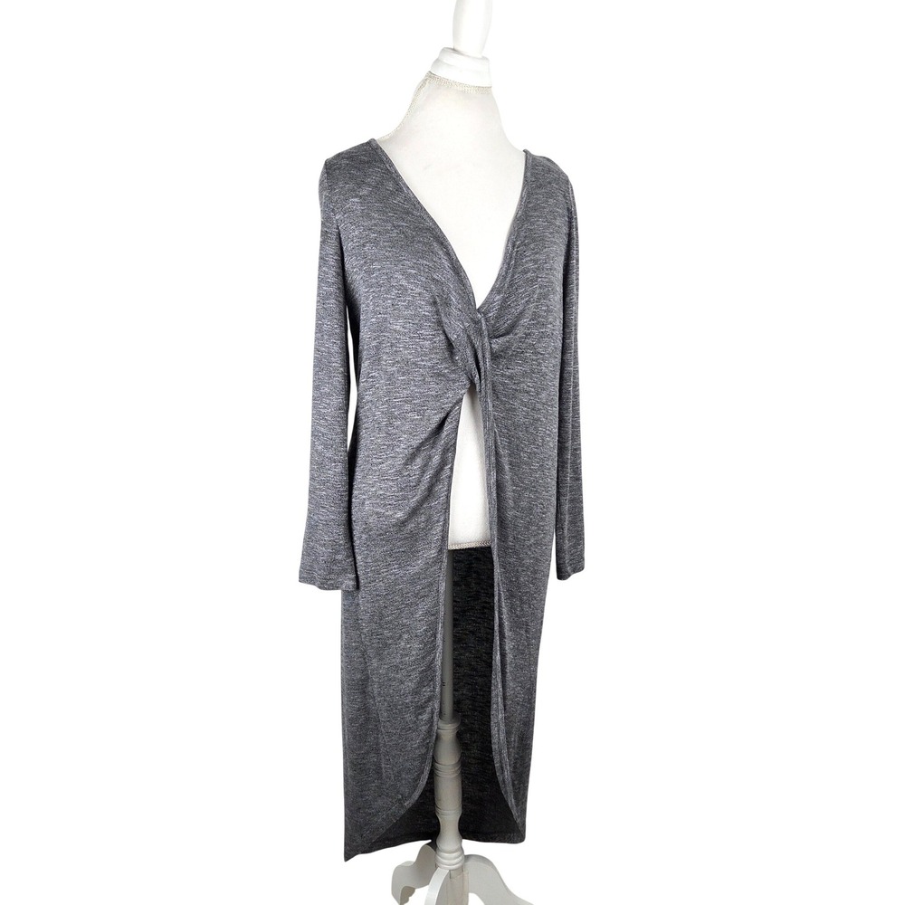 Soft Surroundings Gray Twist Front Long Sleeve Casual Cardigan Sweater Duster